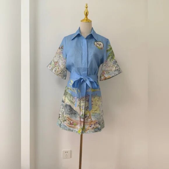 Alemais linen printed dress - Picture 5 of 12